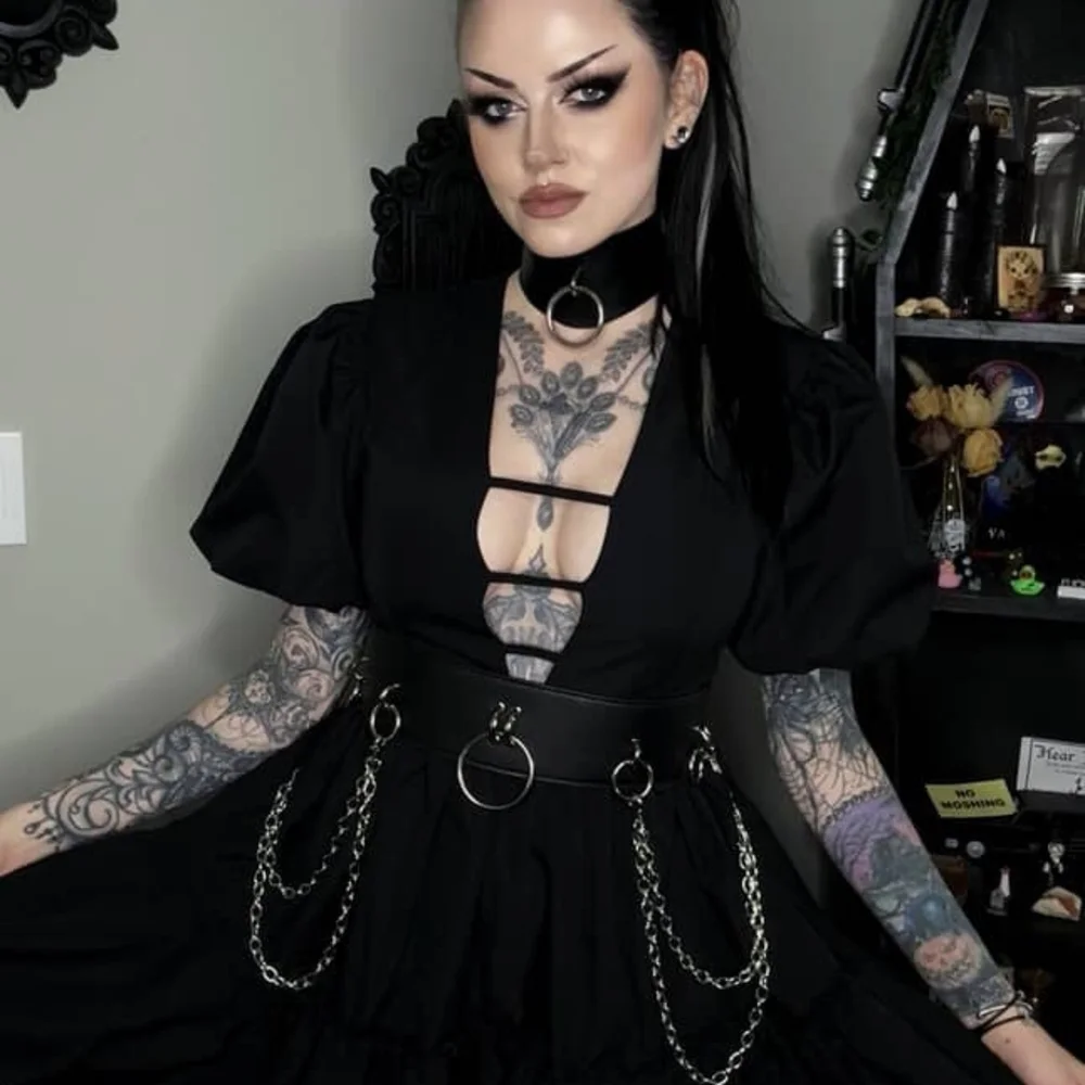 Austen - Cottage Core Bubble Party Dress with Cut Out Neckline - Picture 2 of 8